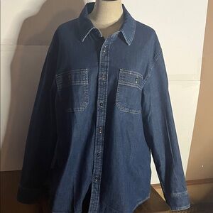 😄Classic relaxed fit light denim shirt double pockets large